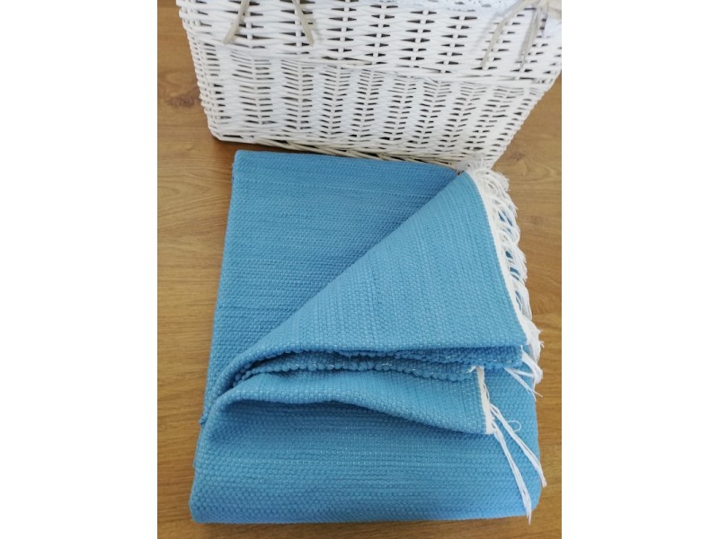 (Esgotado) Tapete artesanal Liso (azul ciano) - 100% algodão - 150 x 200 cm (Estimado) (Esgotado) Tapete artesanal Liso (azul ciano) - 100% algodão - 150 x 200 cm (Estimado)